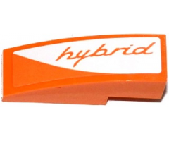 Slope, Curved 3 x 1 with Orange 'hybrid' on White Background Pattern Model Right Side (Sticker) - Set 75912