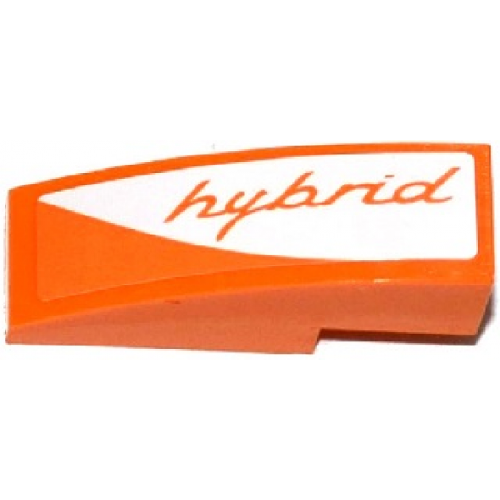 Slope, Curved 3 x 1 with Orange 'hybrid' on White Background Pattern Model Right Side (Sticker) - Set 75912