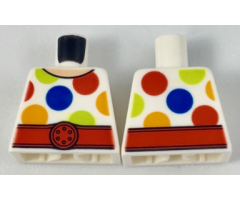 Torso Large Multicolor Polka Dots and Wide Red Belt Pattern