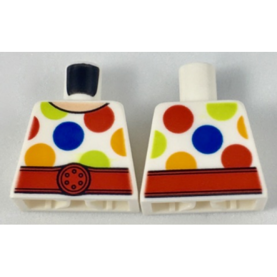 Torso Large Multicolor Polka Dots and Wide Red Belt Pattern