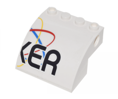 Slope, Curved 4 x 4 x 2 with Holes and 'XER', Blue, Red and Yellow Spinning Orbits Model Right Side Pattern (Sticker) - Set 10244