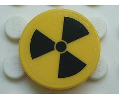 Tile, Round 2 x 2 with Radioactivity Warning Pattern (Sticker) - Set 5980