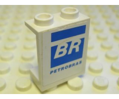 Panel 1 x 2 x 2 - Hollow Studs with 'BR' and 'PETROBRAS' Pattern, Model Left (Sticker) - Set 8374