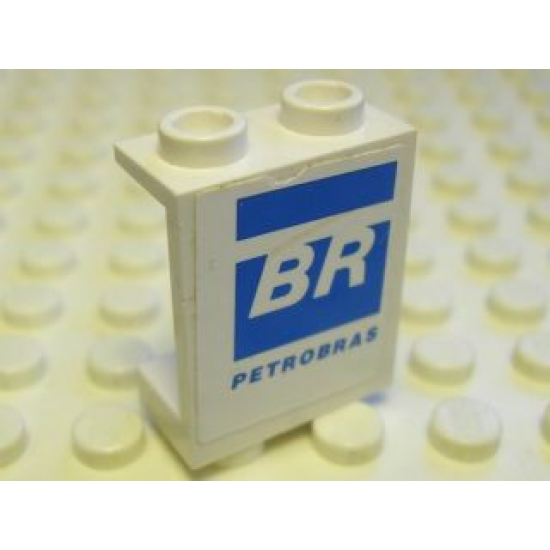 Panel 1 x 2 x 2 - Hollow Studs with 'BR' and 'PETROBRAS' Pattern, Model Left (Sticker) - Set 8374