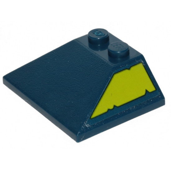 Slope 45 3 x 4 Double / 33 with Lime Trapezoid with Cut Out Edges Pattern Model Right Side (Sticker) - Set 70839