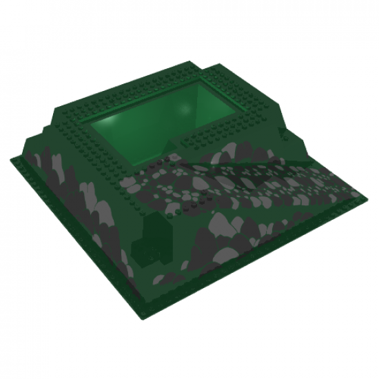 Baseplate, Raised 32 x 32 with Ramp and Pit, Rocks Black/Gray Pattern