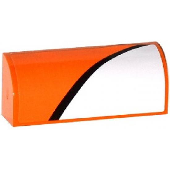 Slope, Curved 1 x 4 x 1 1/3 with Black Stripe and White Half Pattern Model Left Side (Sticker) - Set 75912