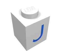 Brick 1 x 1 with Blue 'J' Pattern