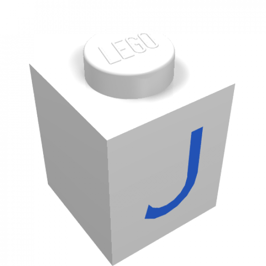 Brick 1 x 1 with Blue 'J' Pattern