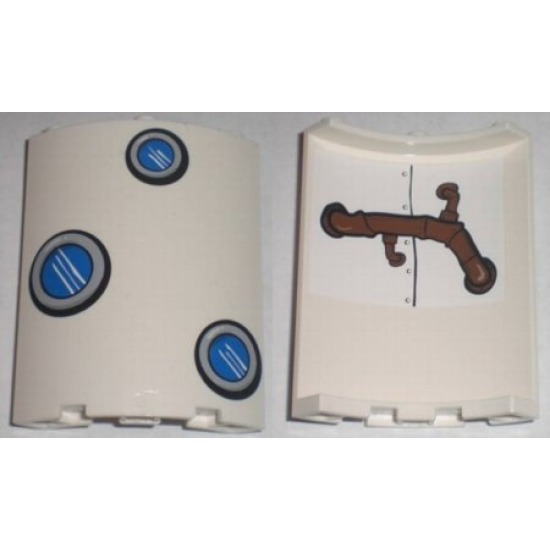 Cylinder Quarter 4 x 4 x 6 with Portholes Outside and Brown Pipes Inside Pattern (Stickers) - Set 3831