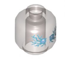 Minifigure, Head Alien Ghost with Medium Azure and White Energy and Eyes Pattern - Vented Stud