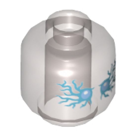 Minifigure, Head Alien Ghost with Medium Azure and White Energy and Eyes Pattern - Vented Stud