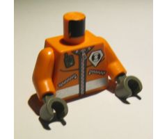 Torso Rescue Coast Guard Logo Jacket with Pockets and Radio Pattern / Orange Arms / Dark Bluish Gray Hands