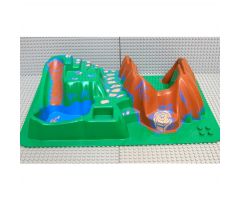 Duplo, Baseplate Raised 16 x 24 with Stairs and Mountain with Brown and Blue Pattern