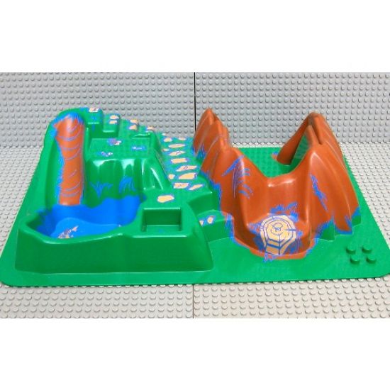 Duplo, Baseplate Raised 16 x 24 with Stairs and Mountain with Brown and Blue Pattern