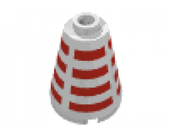 Cone 2 x 2 x 2 - Blocked Open Stud with Horizontal Red Stripes Pattern