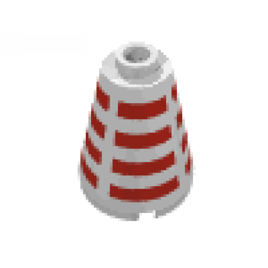 Cone 2 x 2 x 2 - Blocked Open Stud with Horizontal Red Stripes Pattern