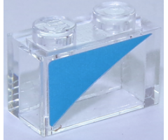 Brick 1 x 2 without Bottom Tube with Dark Azure Triangle Pattern Model Right Side (Sticker) - Set 40252
