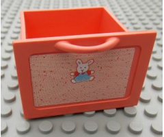 Scala Large Drawer with Bunny on Light Salmon Background Pattern (Sticker) - Set 3241