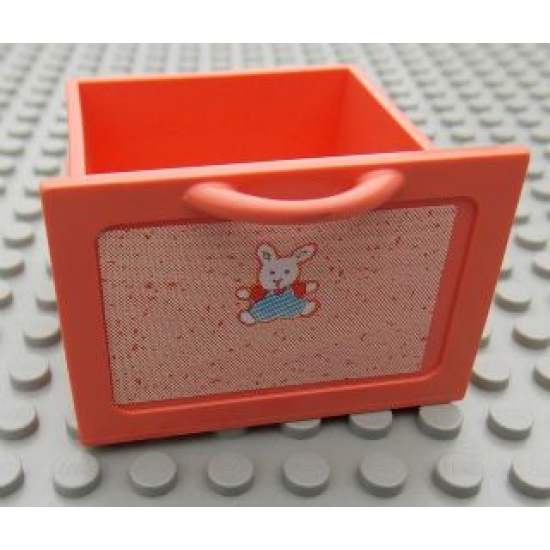 Scala Large Drawer with Bunny on Light Salmon Background Pattern (Sticker) - Set 3241