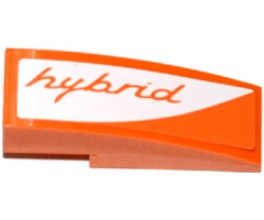 Slope, Curved 3 x 1 with Orange 'hybrid' on White Background Pattern Model Left Side (Sticker) - Set 75912