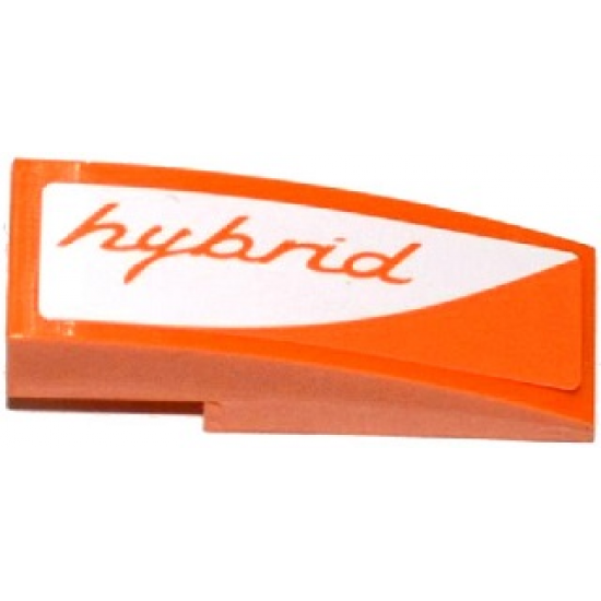 Slope, Curved 3 x 1 with Orange 'hybrid' on White Background Pattern Model Left Side (Sticker) - Set 75912