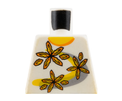 Torso Shirt 3 Flowers over Yellow and Silver Stripe Pattern (Snap)