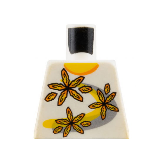 Torso Shirt 3 Flowers over Yellow and Silver Stripe Pattern (Snap)