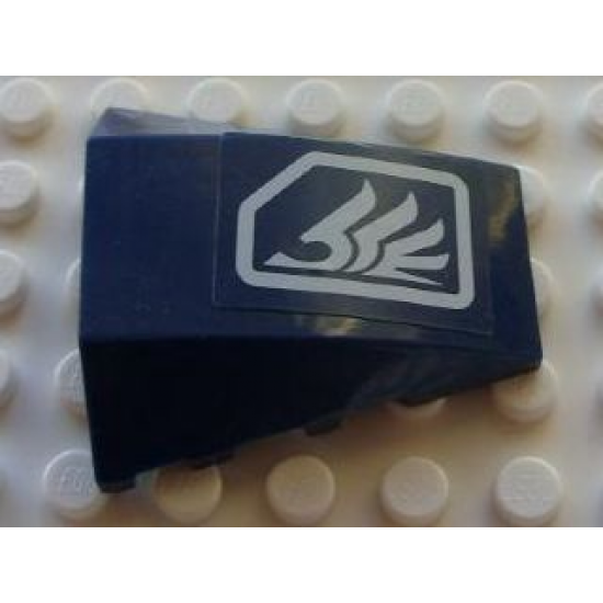Wedge 4 x 4 No Studs with White Quad Wing on Dark Blue Background Pattern (Sticker) - Set 8103
