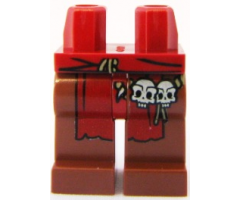 Hips and Reddish Brown Legs with Dark Red Loincloth and Skulls Pattern