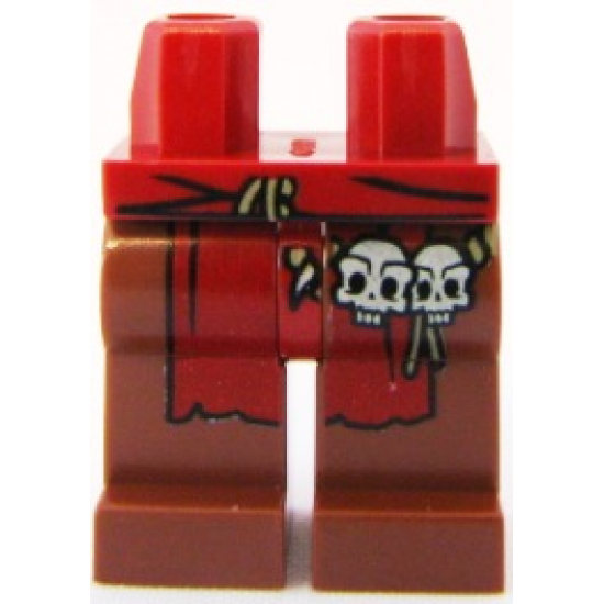 Hips and Reddish Brown Legs with Dark Red Loincloth and Skulls Pattern