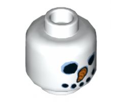 Minifigure, Head Black Coal Lump Eyes and Mouth, Orange Carrot Nose, Bright Light Blue Highlights Pattern - Hollow Stud
