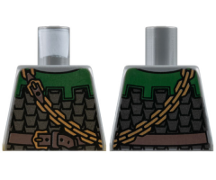 Torso Castle Kingdoms Scale Mail, Dark Green Collar, Chain and Belt Front and Back Pattern