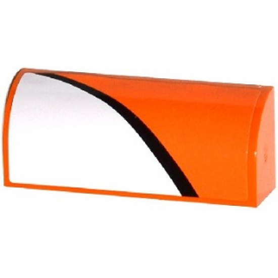 Slope, Curved 1 x 4 x 1 1/3 with Black Stripe and White Half Pattern Model Right Side (Sticker) - Set 75912