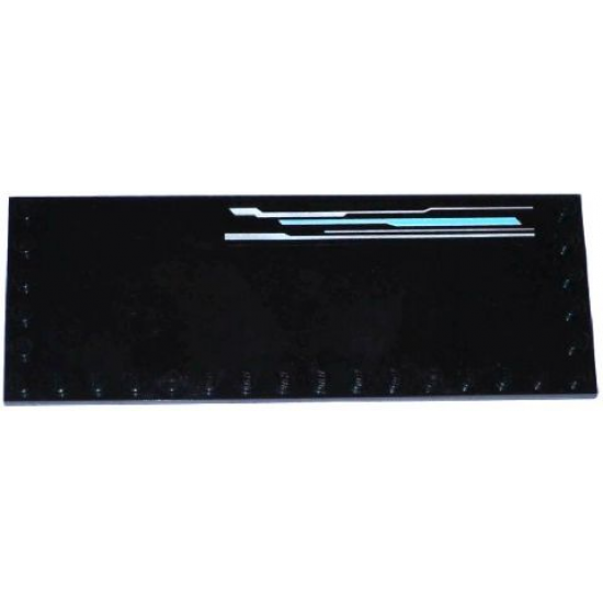 Tile, Modified 6 x 16 with Studs on Edges with Silver and Medium Azure Lines Pattern Model Left Side (Sticker) - Set 70173