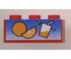 Brick 1 x 3 with Orange and Juice Glass Pattern (Sticker) - Set 6561