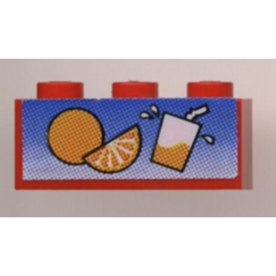 Brick 1 x 3 with Orange and Juice Glass Pattern (Sticker) - Set 6561