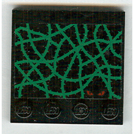 Tile, Modified 4 x 4 with Studs on Edge with Green Vines and Red Eyes Pattern (Sticker) - Set 4766