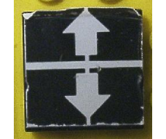 Tile 2 x 2 with White Arrows Up, Down on Black Background Pattern (Sticker) - Set 8094
