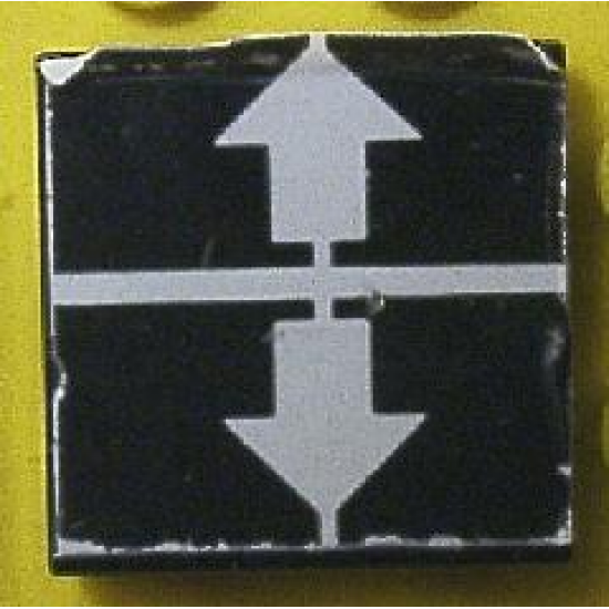 Tile 2 x 2 with White Arrows Up, Down on Black Background Pattern (Sticker) - Set 8094