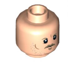Minifigure, Head Dark Tan Eyebrows, Moustache, Goatee, Gray and Orange Stubble, Cheek Lines and Chin Dimple Pattern (SW Tobias Beckett) - Hollow Stud