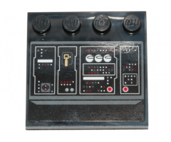 Tile, Modified 4 x 4 with Studs on Edge with SW Millennium Falcon Control Panel, Buttons, White and Red Lights Pattern 2 (Sticker) - Set 75257