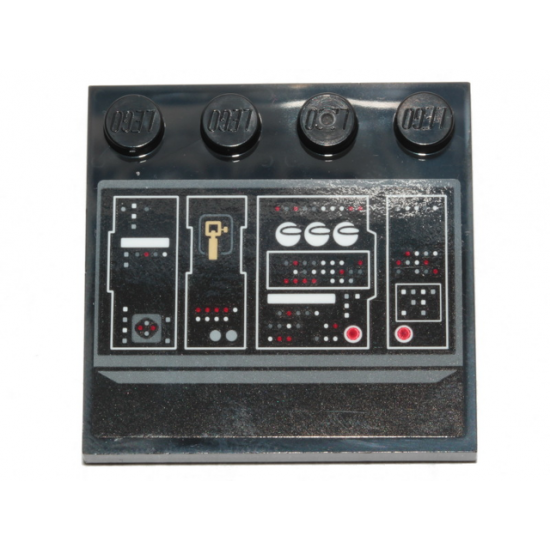 Tile, Modified 4 x 4 with Studs on Edge with SW Millennium Falcon Control Panel, Buttons, White and Red Lights Pattern 2 (Sticker) - Set 75257