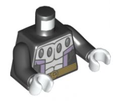 Torso Silver Center Panel with 4 Ovals, Lavender Stripes, Gold Belt Pattern / Black Arms / White Hands