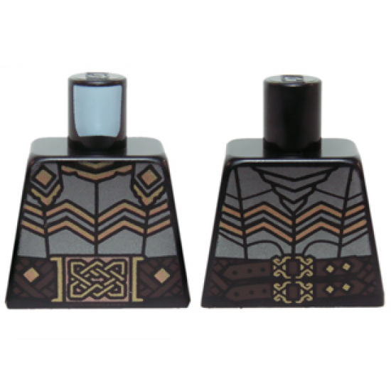 Torso LotR Armor with Dark Brown Woven Belt and Gold Buckles Pattern