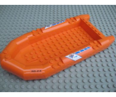 Boat Rubber Raft, Large with 'RB-24', Coast Guard Logo and Blue Diagonal Stripes Pattern on Both Sides (Stickers) - Set 7726