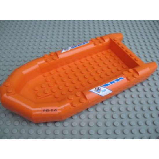 Boat Rubber Raft, Large with 'RB-24', Coast Guard Logo and Blue Diagonal Stripes Pattern on Both Sides (Stickers) - Set 7726