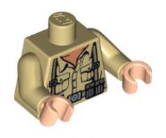 Torso Indiana Jones Open Collar Shirt, Ammo Belt & Suspenders Pattern / Tan Arms / Light Nougat Hands