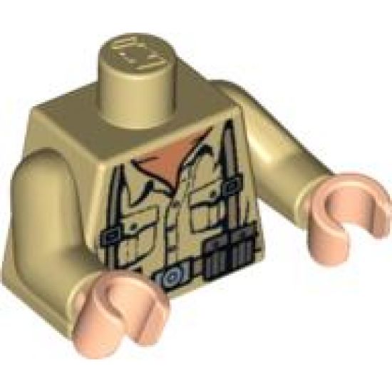 Torso Indiana Jones Open Collar Shirt, Ammo Belt & Suspenders Pattern / Tan Arms / Light Nougat Hands