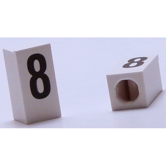 Tile, Modified 1 x 2 x 5/6 with Stud Hole in End and Black '8' Pattern